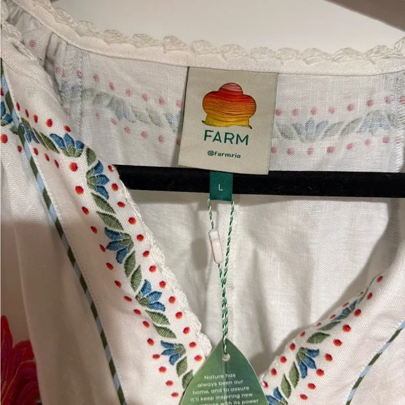 Farm Rio Bloom Garden embroidered linen maxi dress, Size L - Picture 5 of 14